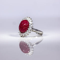 Crimson Bloom Halo Ring