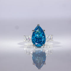 Azure Teardrop Elegance Ring