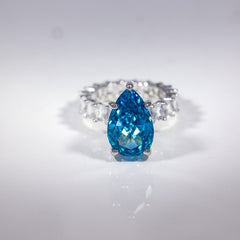 Azure Teardrop Elegance Ring