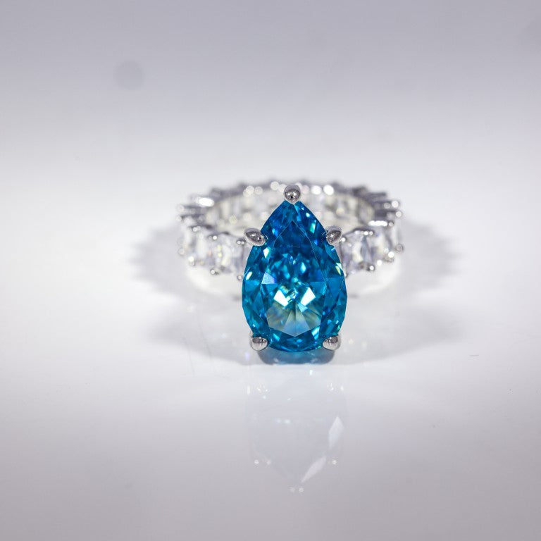 Azure Teardrop Elegance Ring