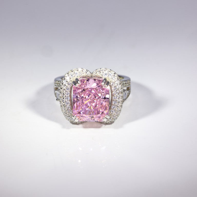 Rose Blush Cushion Halo Ring