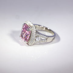 Rose Blush Cushion Halo Ring