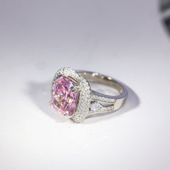Rose Blush Cushion Halo Ring