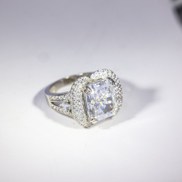 Radiant Cushion Halo Ring