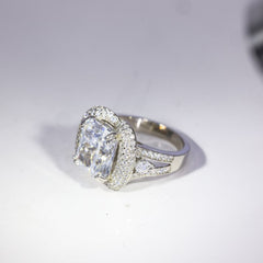 Radiant Cushion Halo Ring
