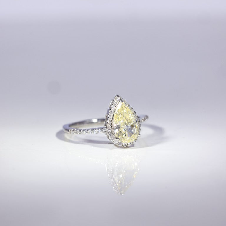 Radiant Pear Halo Ring