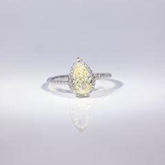 Radiant Pear Halo Ring