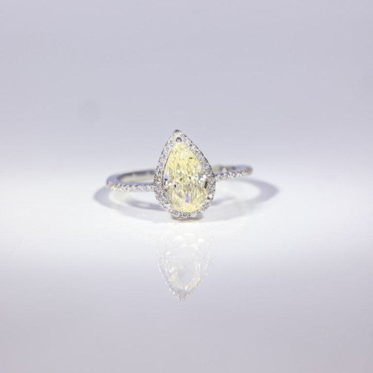 Radiant Pear Halo Ring