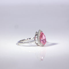Pink Elegance Pear Halo Ring