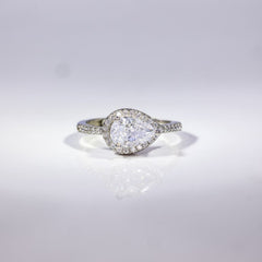 Radiant Pear Halo Ring
