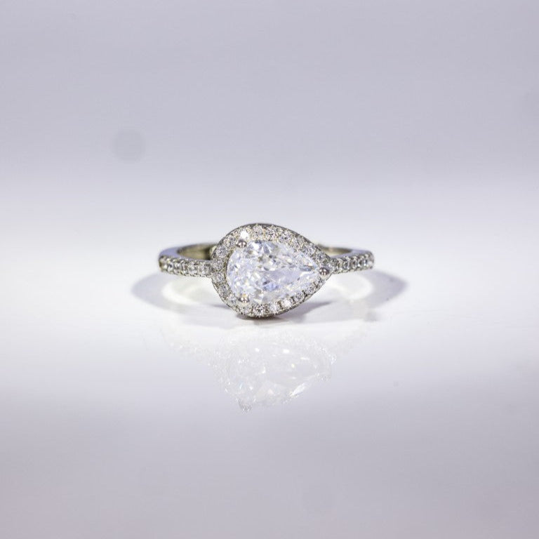 Radiant Pear Halo Ring