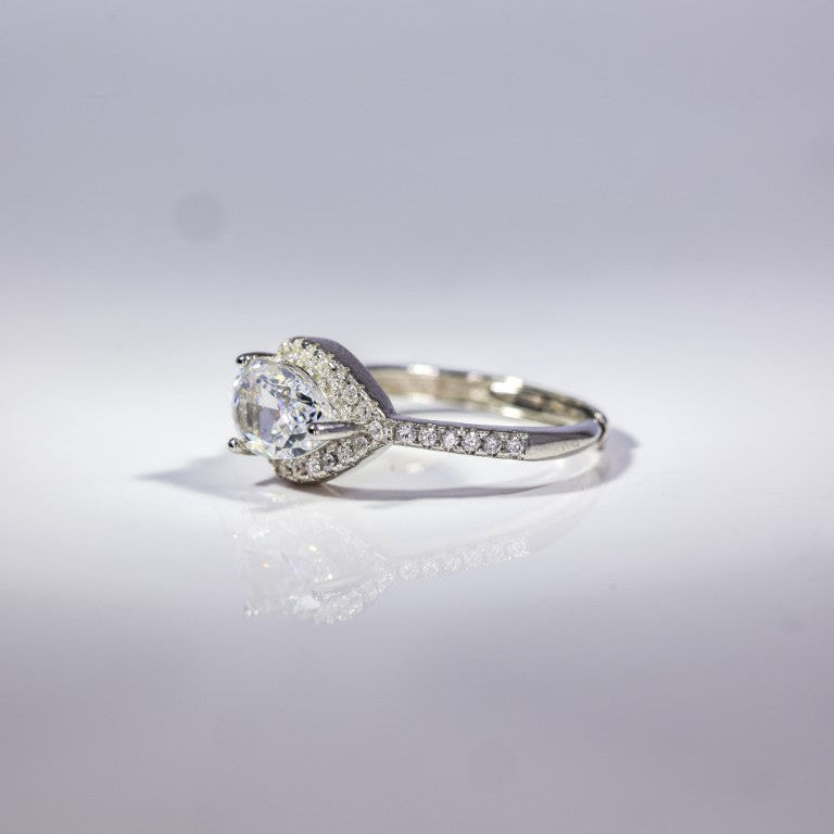 Radiant Pear Halo Ring