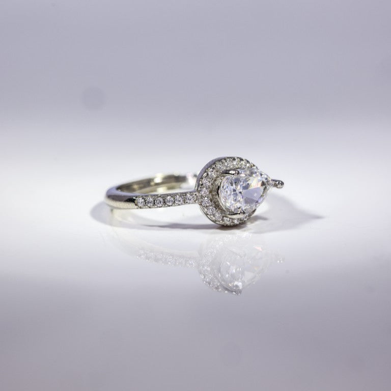 Radiant Pear Halo Ring