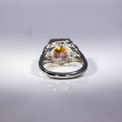Amber Glow Cushion Halo Ring