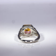 Amber Glow Cushion Halo Ring