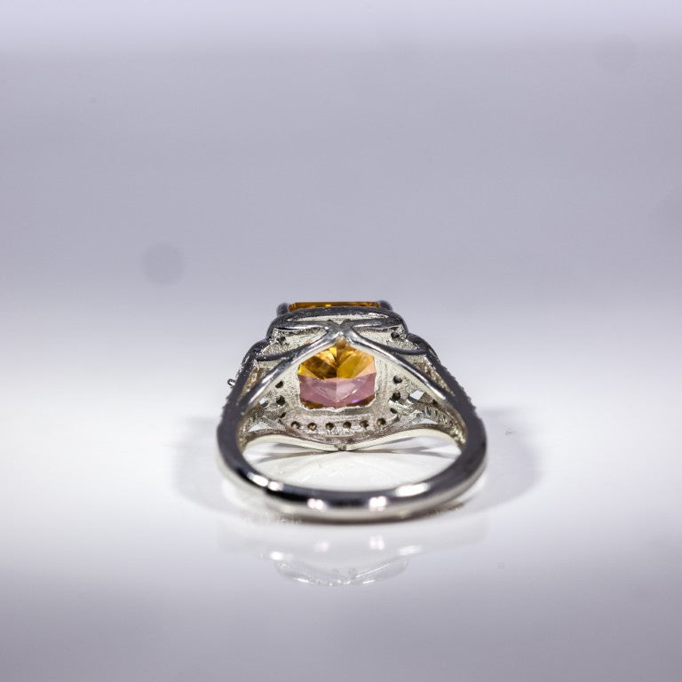 Amber Glow Cushion Halo Ring