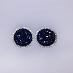 Midnight Sapphire Halo Earrings