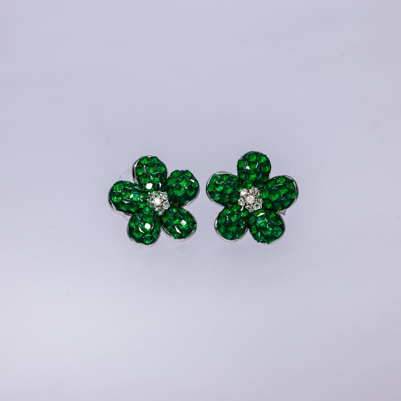 Emerald Bloom Stud Earrings