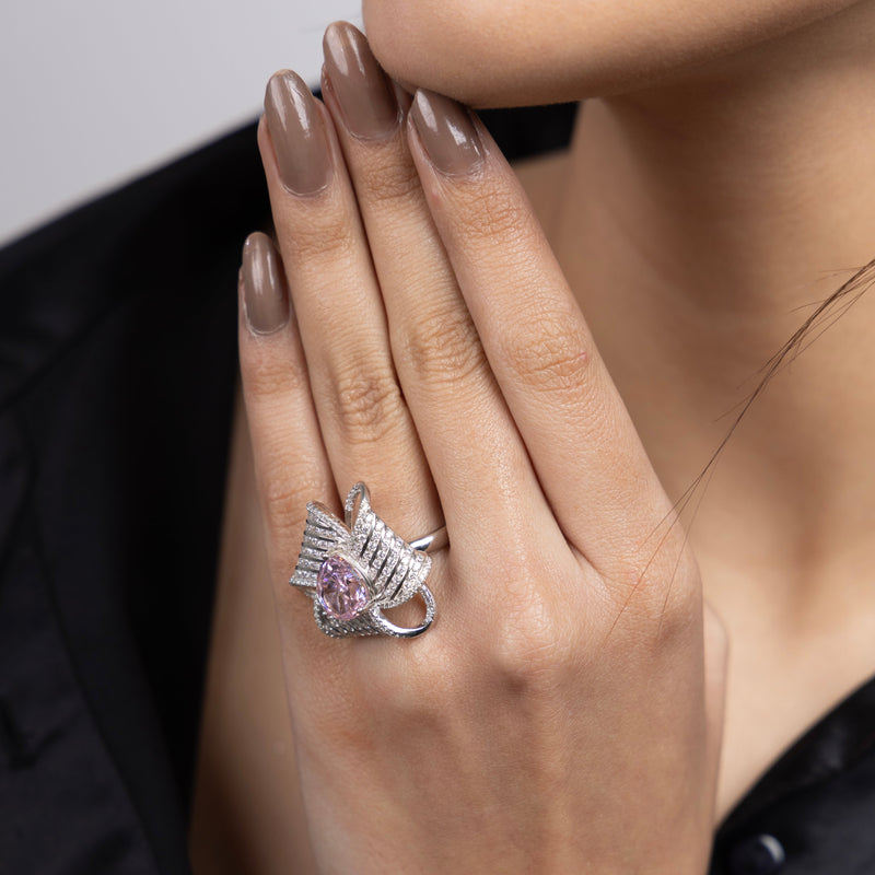 Radiant Pink Teardrop Ring