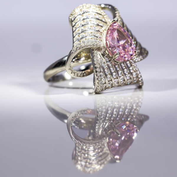 Radiant Pink Teardrop Ring