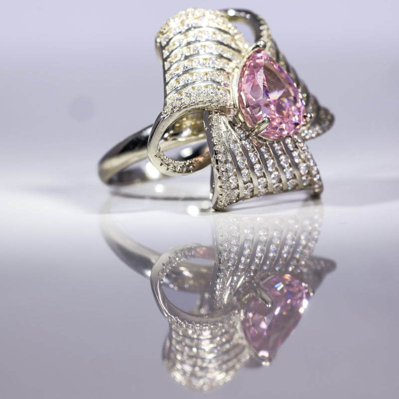Radiant Pink Teardrop Ring