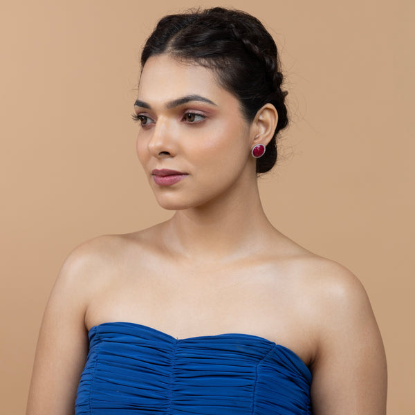 Ruby Radiance Halo Earrings